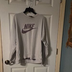 Nike Heather Gray Sweatshirt with Purple Logo